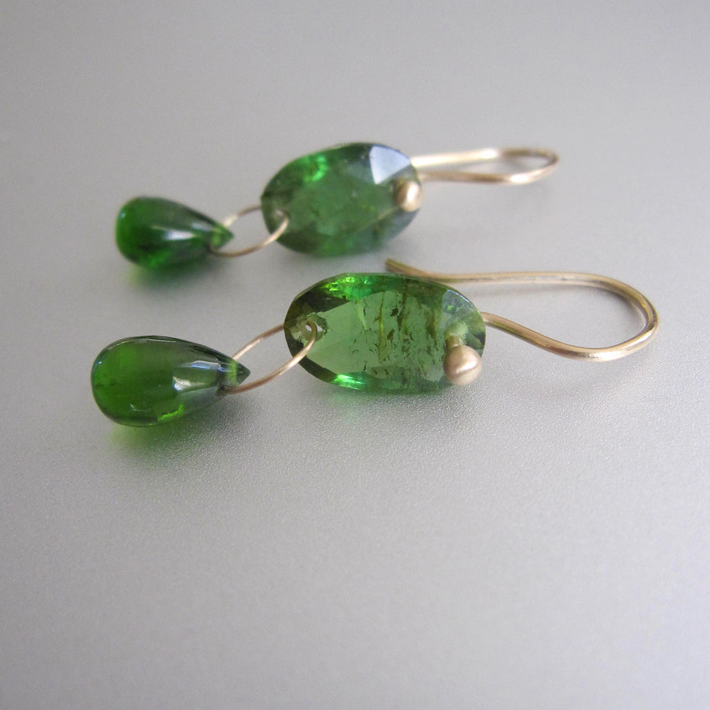 chrome green tourmaline and diopside double drops solid 14k gold earrings3