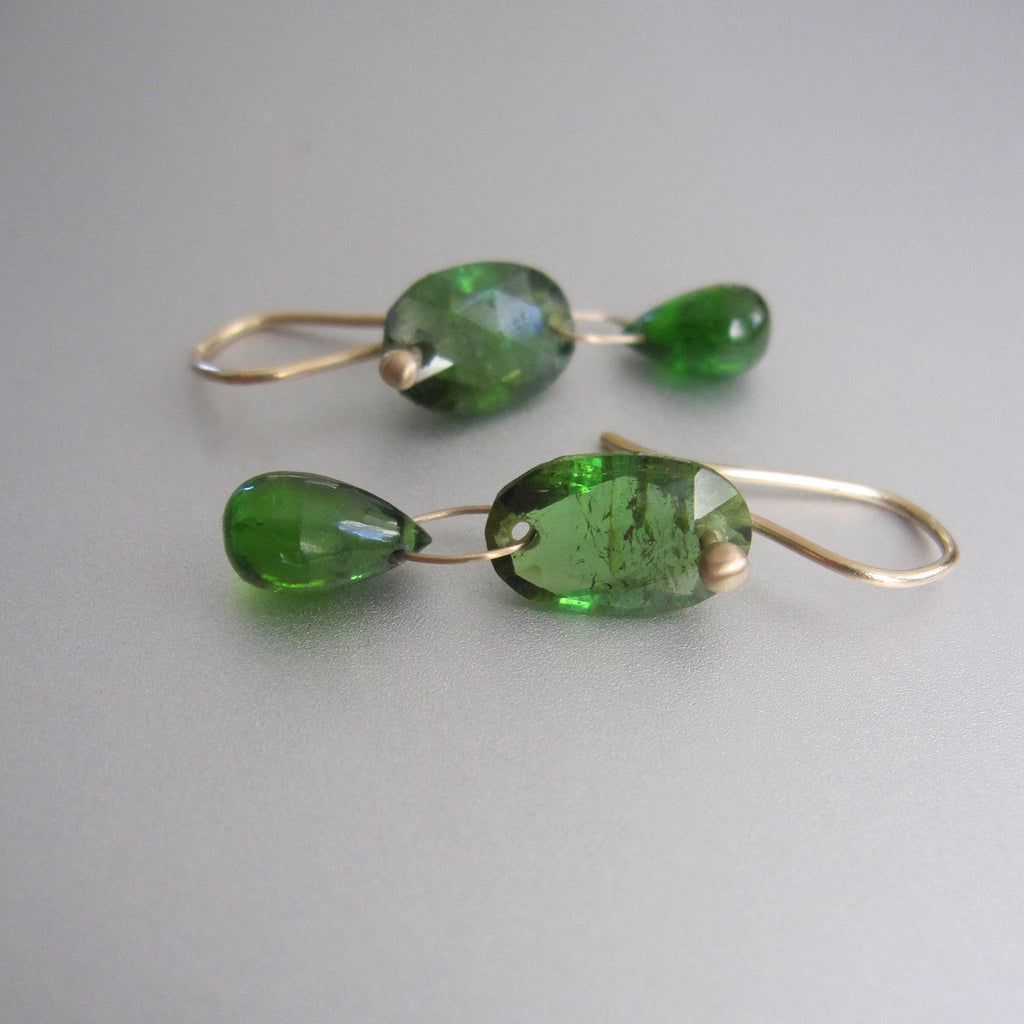 chrome green tourmaline and diopside double drops solid 14k gold earrings4