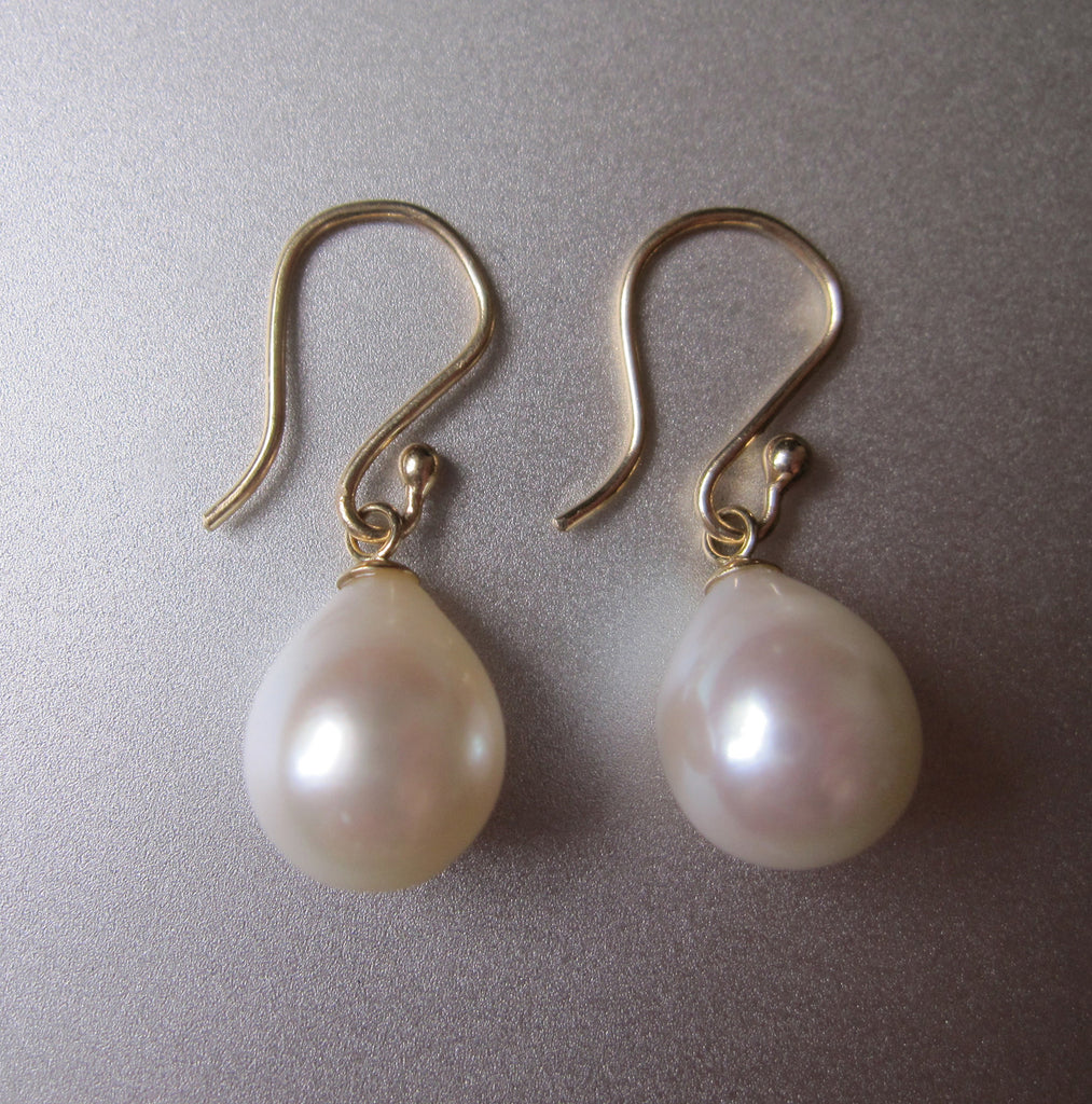 white freshwater pearl drops capped solid 14k gold earrings3