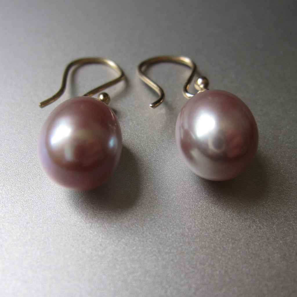 Dusky Pink Pearl and Solid 14k Gold Drop Earrings 3