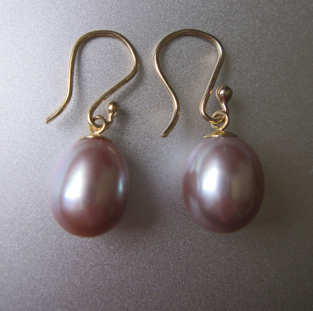 Dusky Pink Pearl and Solid 14k Gold Drop Earrings 4