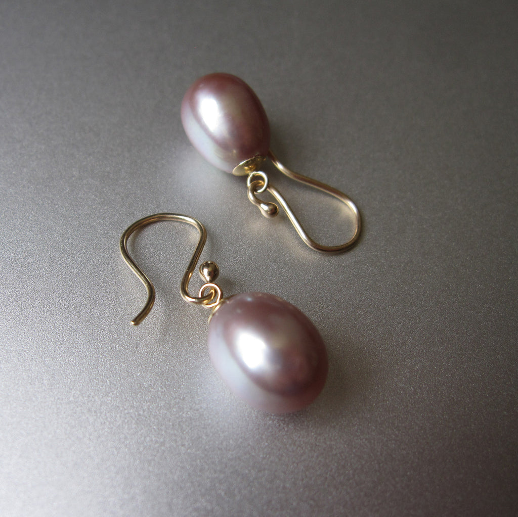 Dusky Pink Pearl and Solid 14k Gold Drop Earrings 5