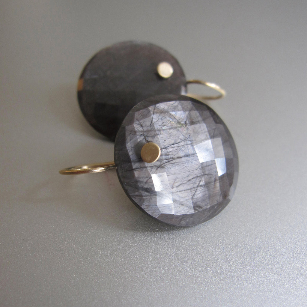 gray sapphire faceted disc drop solid 14k gold earrings4