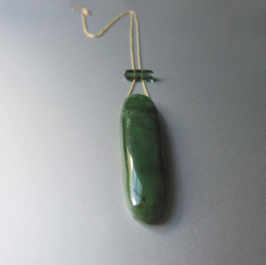 long nephrite jade and green tourmaline slide solid 14k gold necklace3
