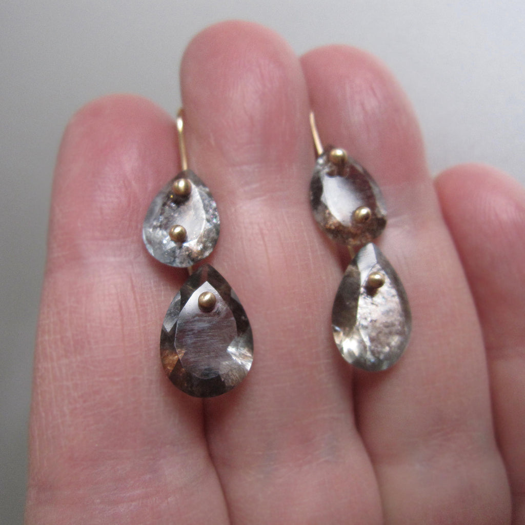 moss aquamarine sunstone double drops solid 14k gold earrings2