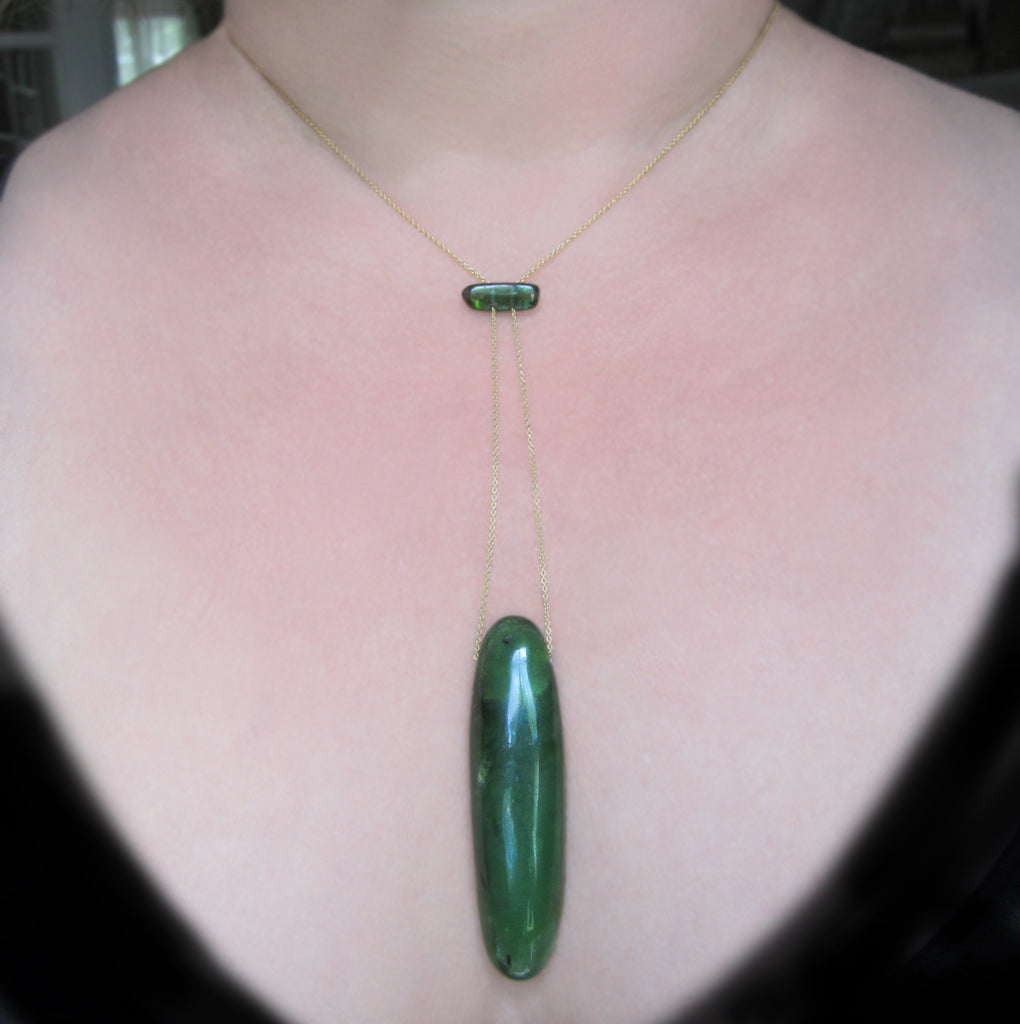 long nephrite jade and green tourmaline slide solid 14k gold necklace7