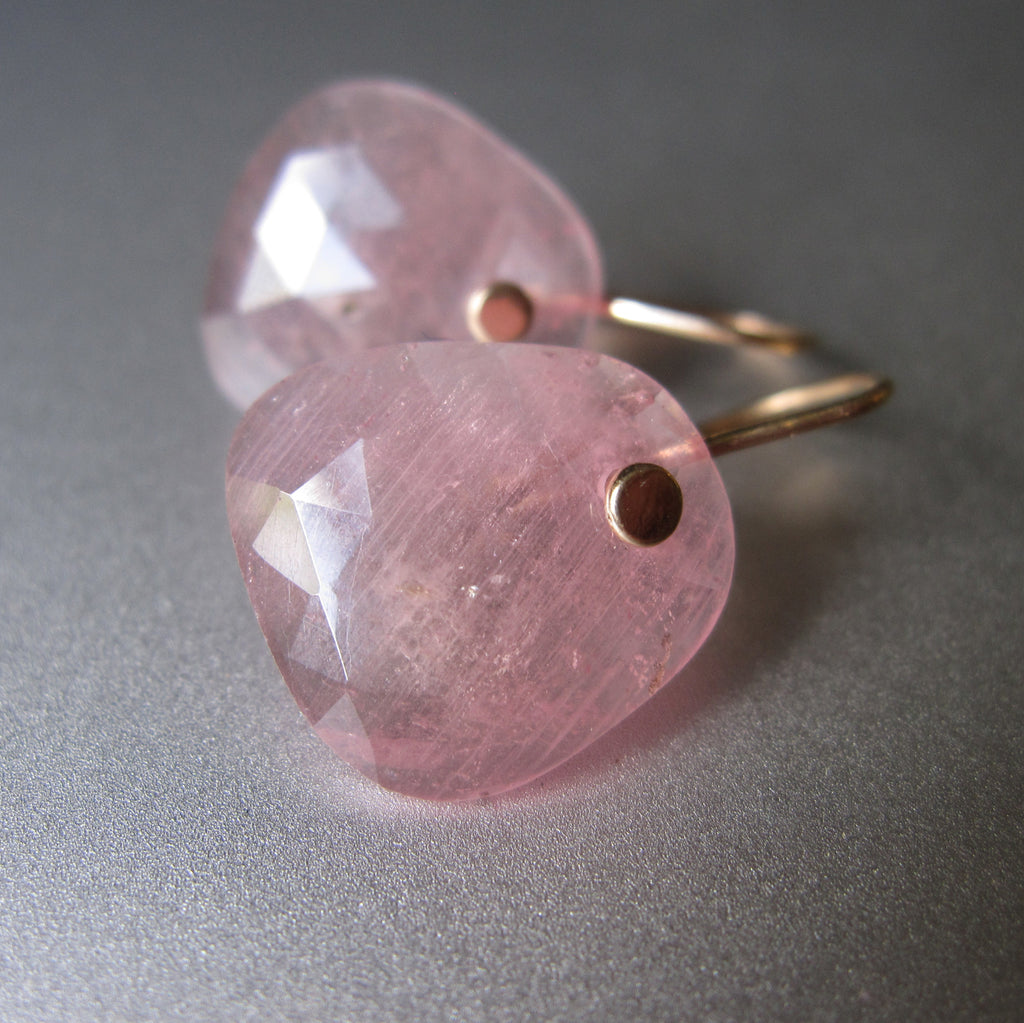 Light Pink Sapphire Rose Cut Drops Solid 14k Gold Earrings