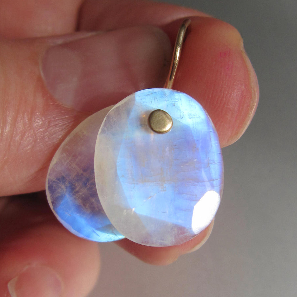 station cut rainbow moonstone oval slices solid 14k gold earrings4