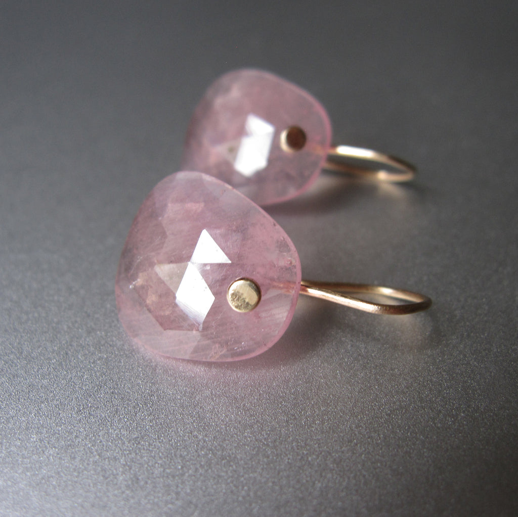 Light Pink Sapphire Rose Cut Drops Solid 14k Gold Earrings