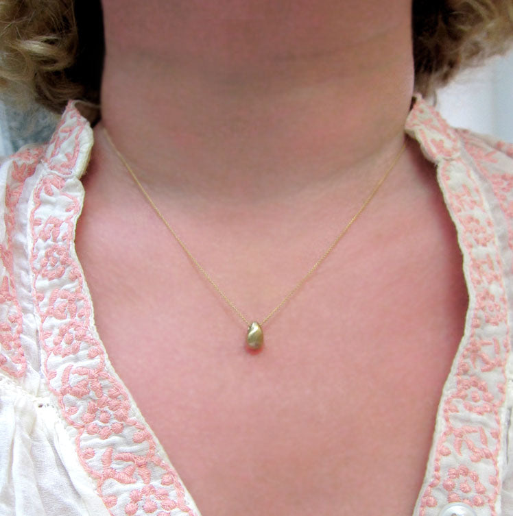 solid cast 14k gold seed drop on chain necklace4