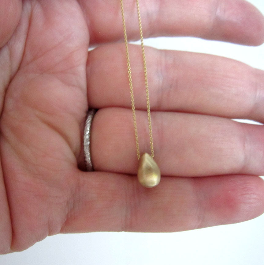 solid cast 14k gold seed drop on chain necklace5