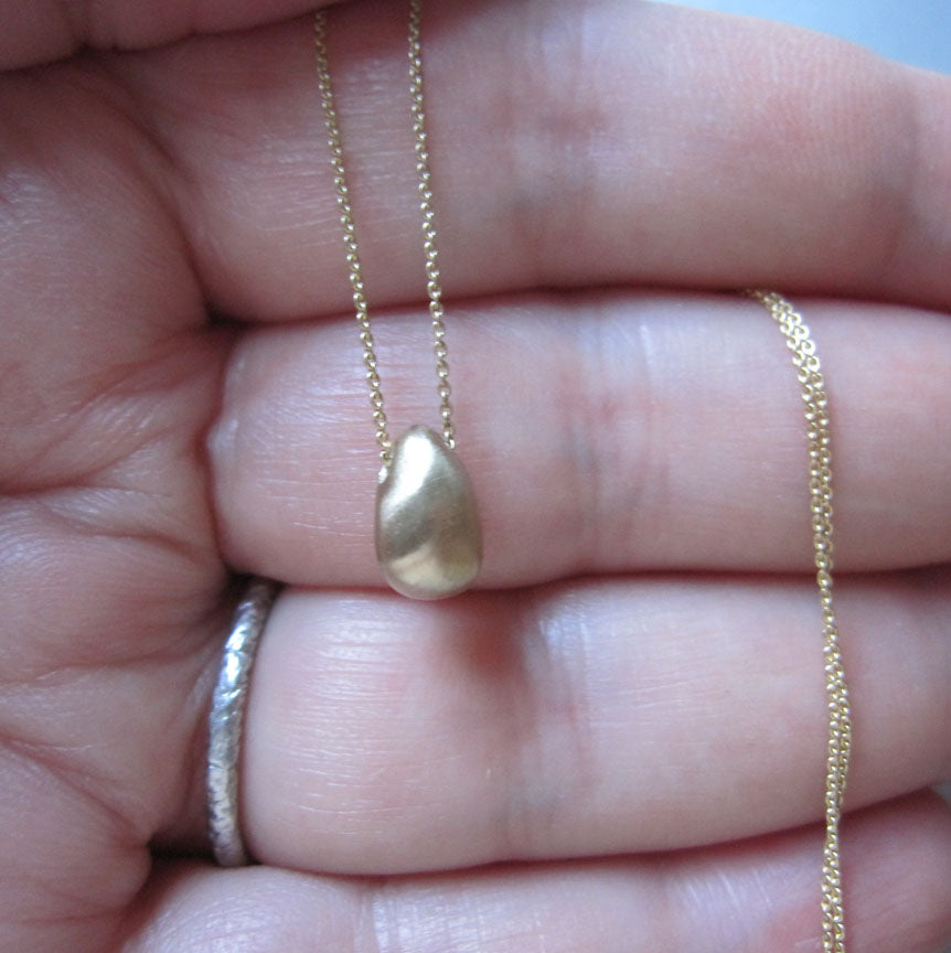 solid cast 14k gold seed drop on chain necklace3