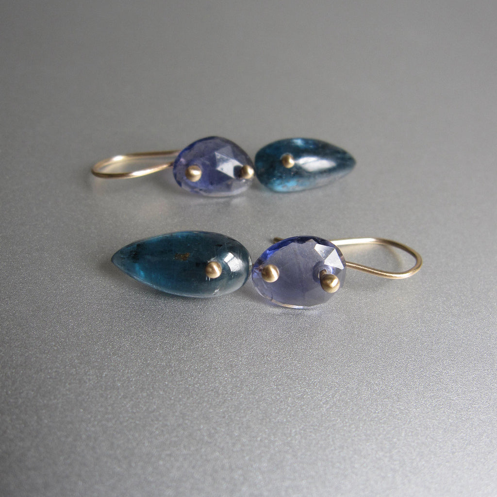 iolite and kyanite double drops solid 14k gold earrings3