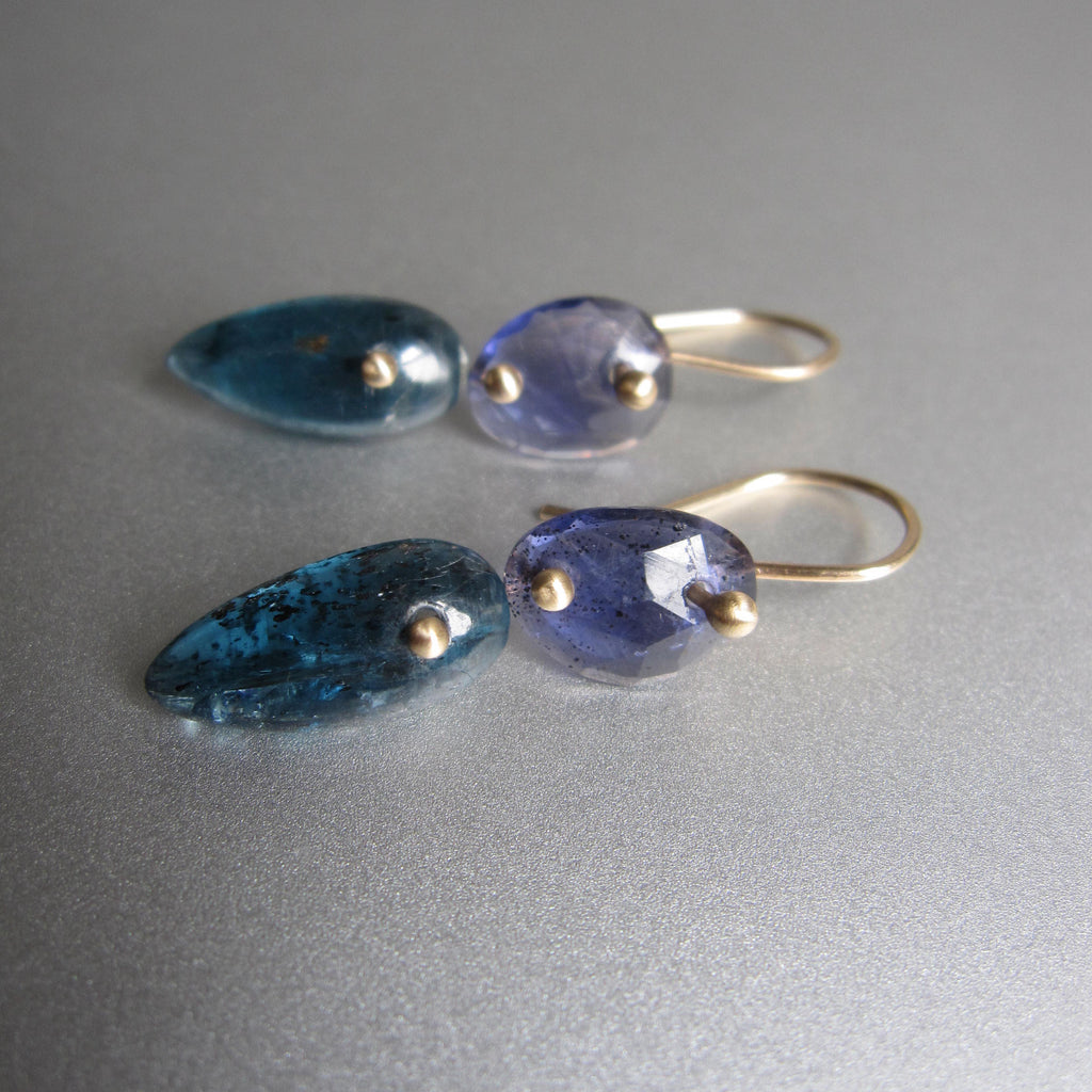 iolite and kyanite double drops solid 14k gold earrings5
