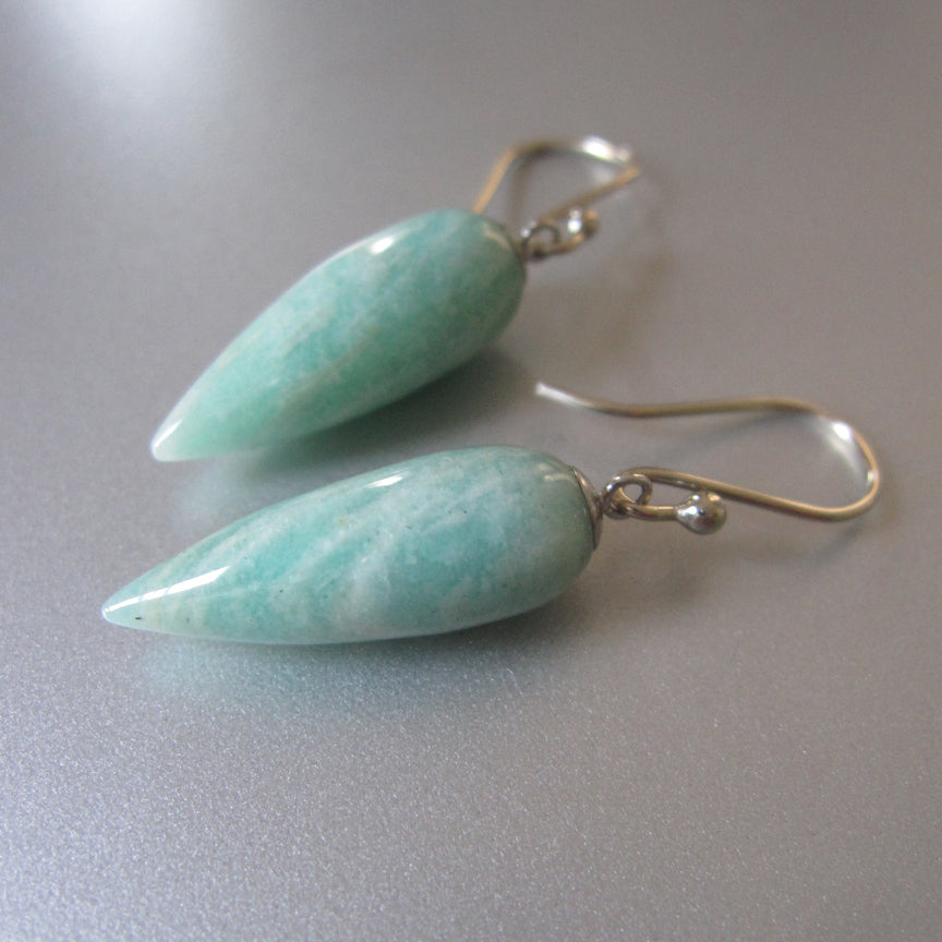 long pointed amazonite drops solid 14k white gold earrings3