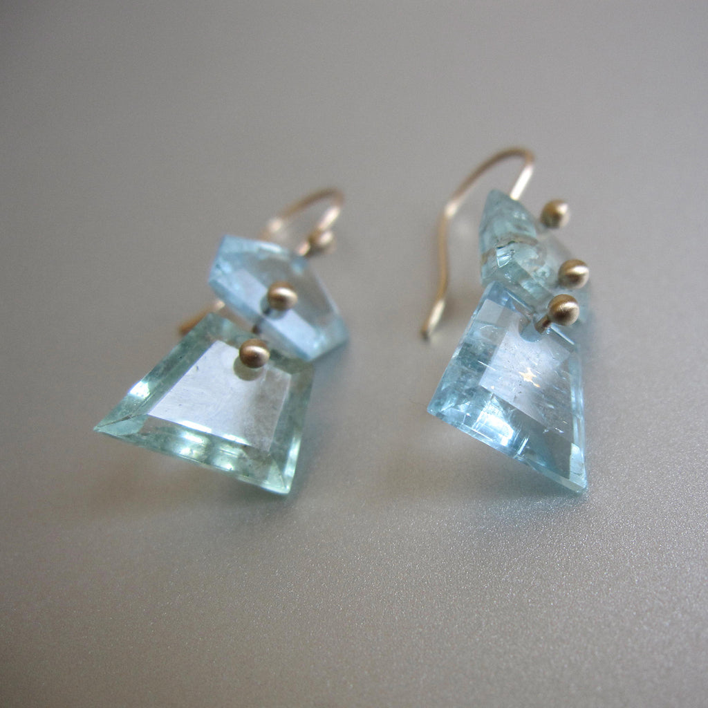 blue and green moss aquamarine nugget double drops solid 14k gold earrings7