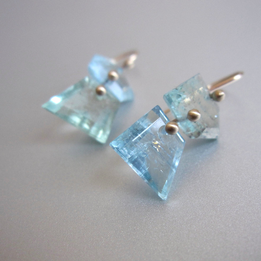blue and green moss aquamarine nugget double drops solid 14k gold earrings5