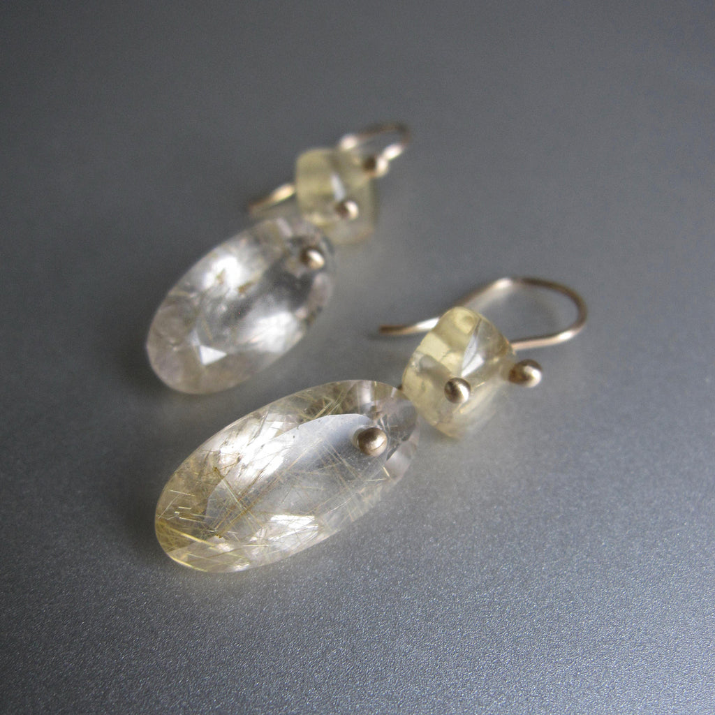 citrine and golden rutilated quartz double drops solid 14k gold earrings2