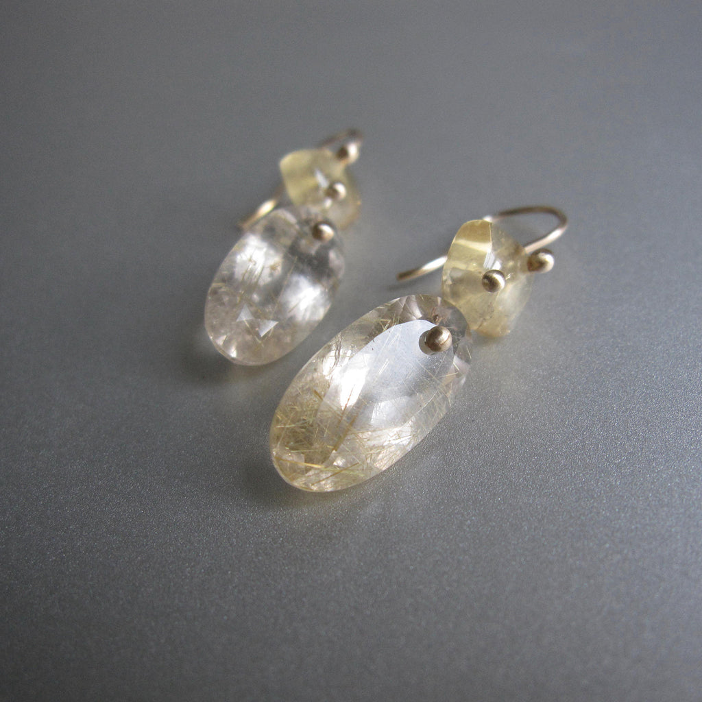 citrine and golden rutilated quartz double drops solid 14k gold earrings4