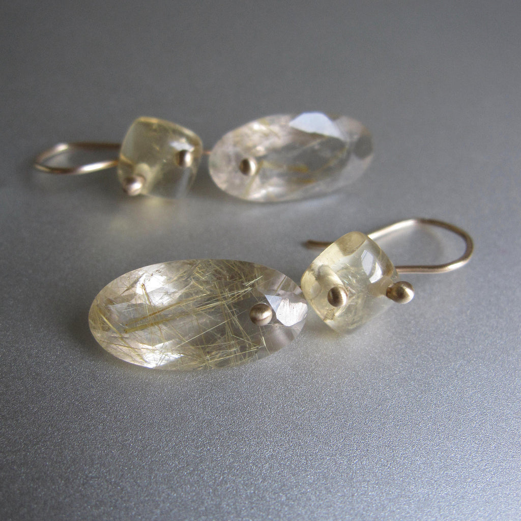 citrine and golden rutilated quartz double drops solid 14k gold earrings5