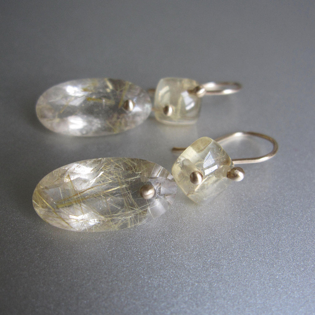 citrine and golden rutilated quartz double drops solid 14k gold earrings7