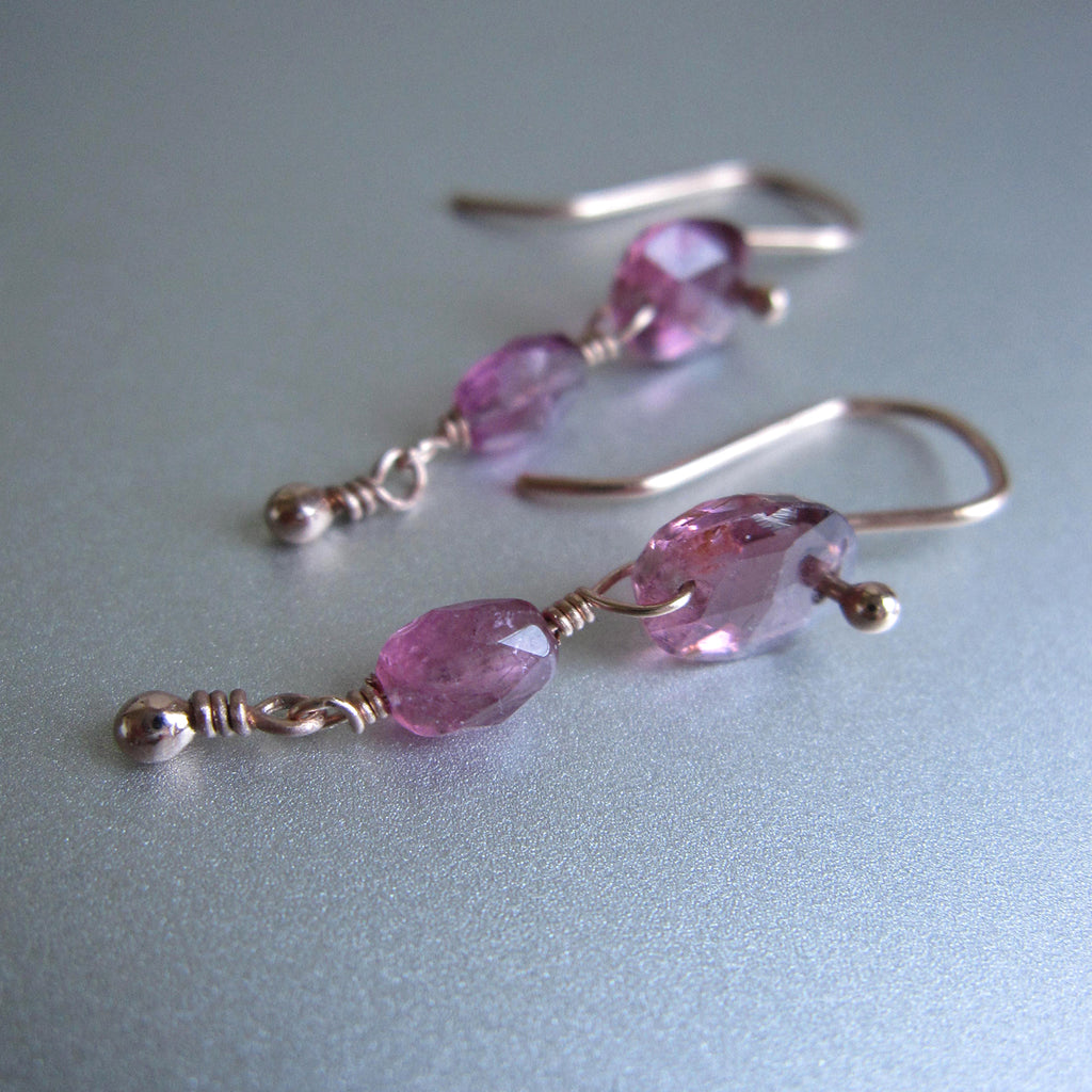 pink tourmaline double drops solid 14k rose gold earrings3