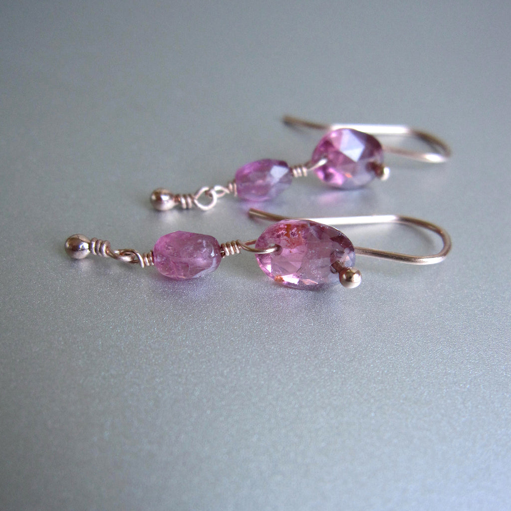 pink tourmaline double drops solid 14k rose gold earrings4