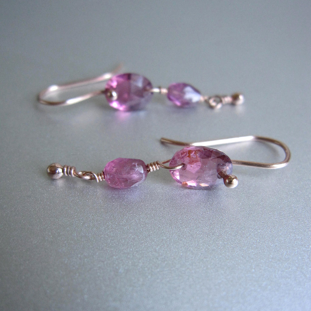 pink tourmaline double drops solid 14k rose gold earrings5