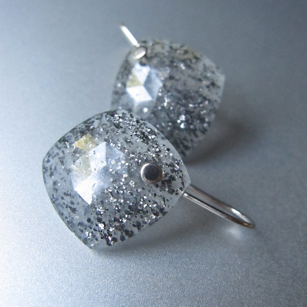 black susntone diamond slice rose cut solid 14k white gold earrings2