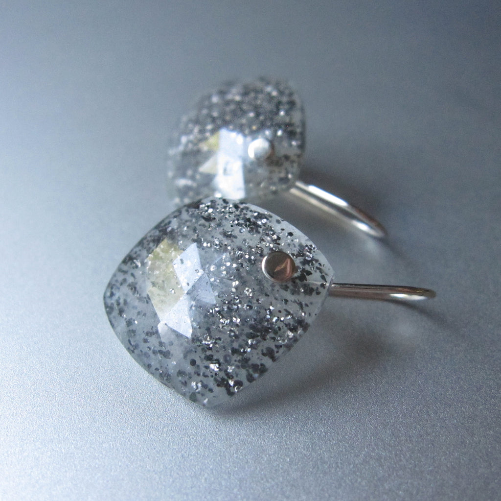 black susntone diamond slice rose cut solid 14k white gold earrings5
