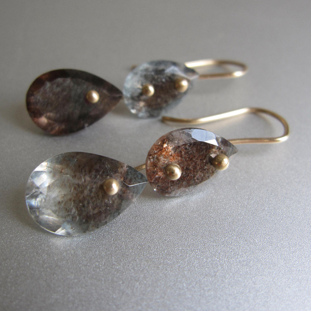 moss aquamarine sunstone double drops solid 14k gold earrings3