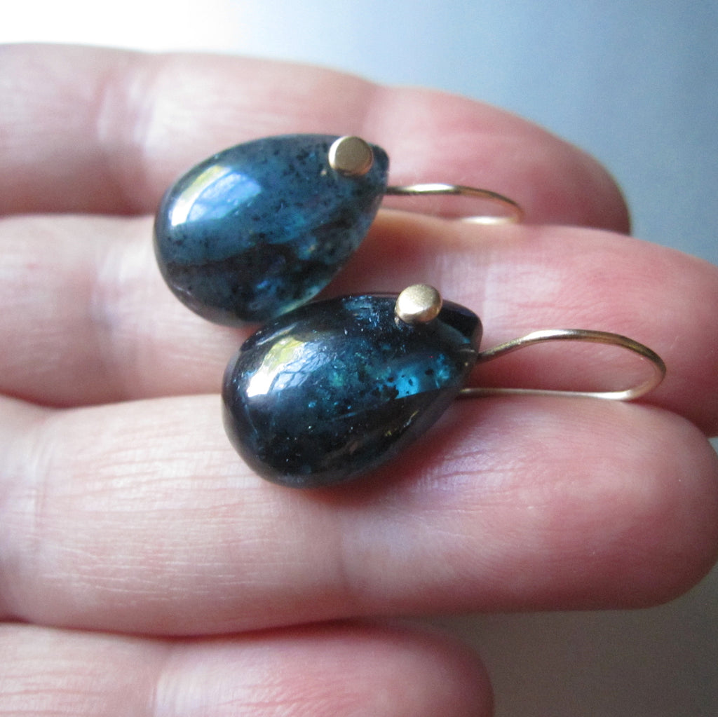 dark mossy teal kyanite drops solid 14k gold earrings5