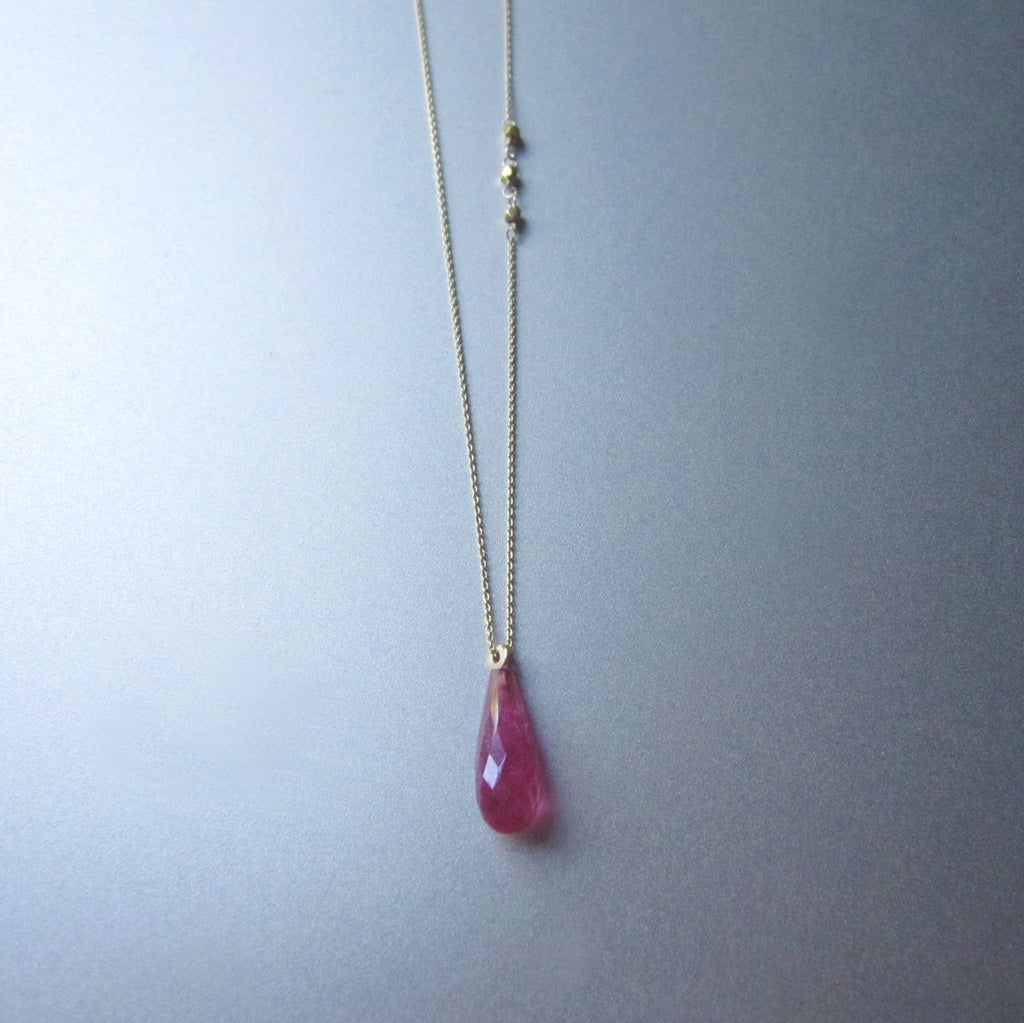 bright pink sapphire drop solid 14k and 18k gold necklace2