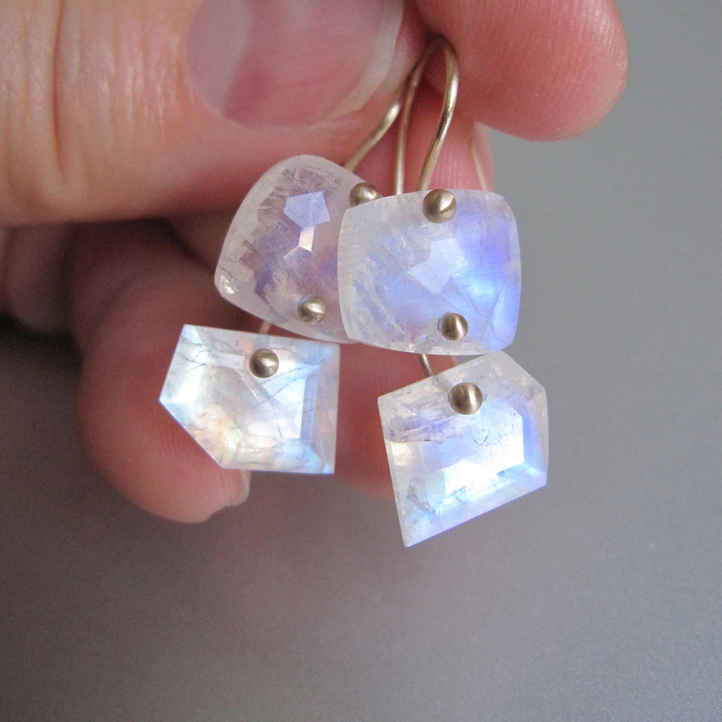 rainbow moonstone mismatched double drops solid 14k gold earrings5