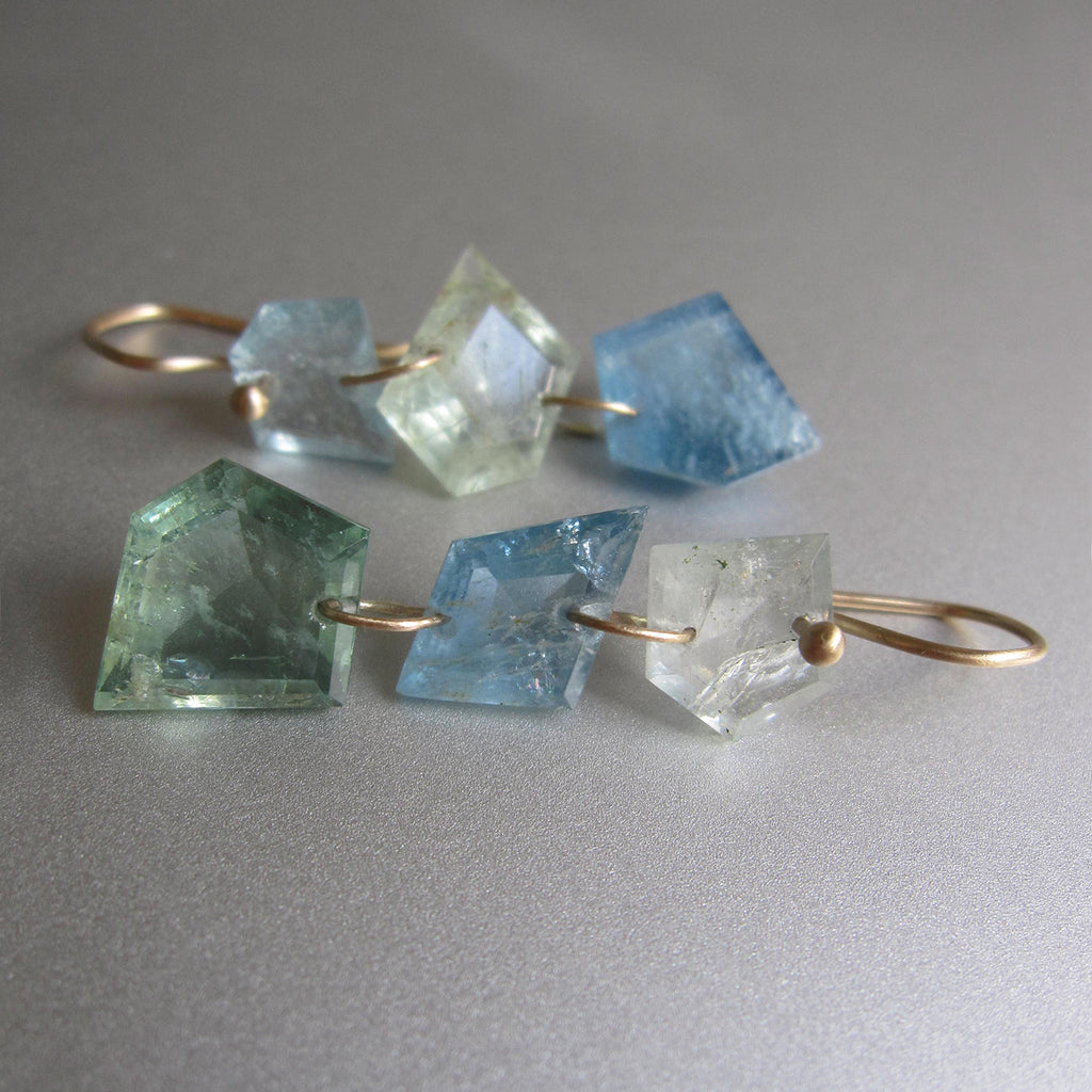 blue green beryl triple nuggets solid 14k gold earrings5