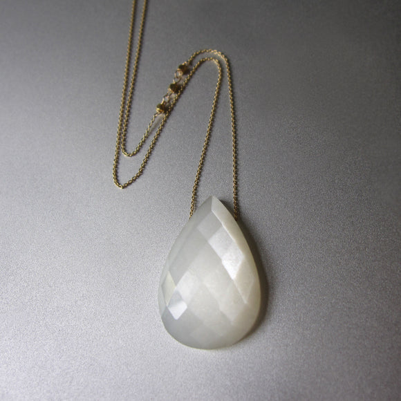 white moonstone drop solid 14k and 18k gold necklace