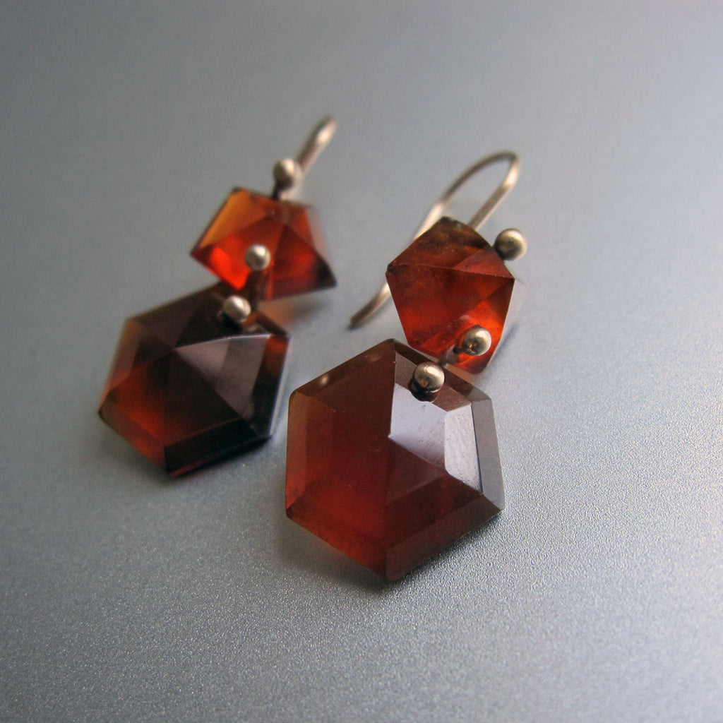 hessonite garnet mismatched double drops solid 14k gold earrings3