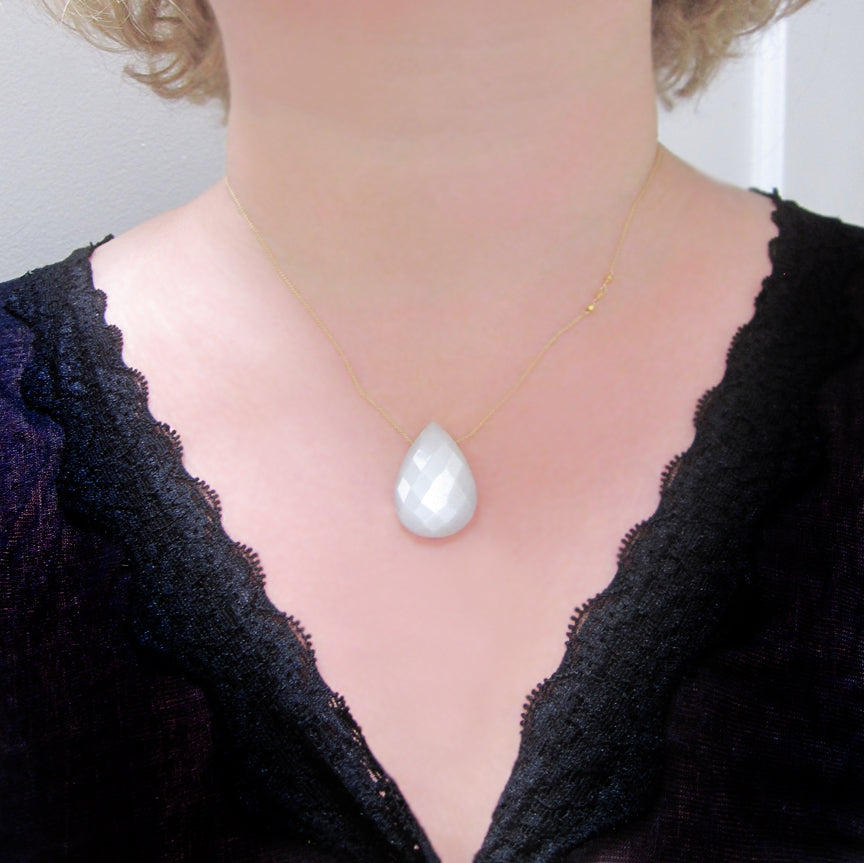 white moonstone drop solid 14k and 18k gold necklace5