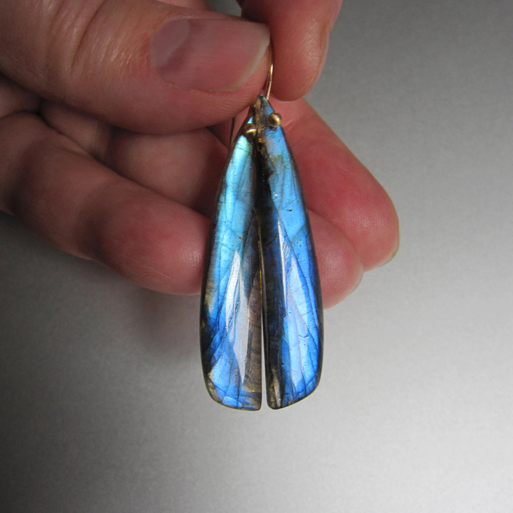 blue labraorite long curved drops solid 14k gold earrings2