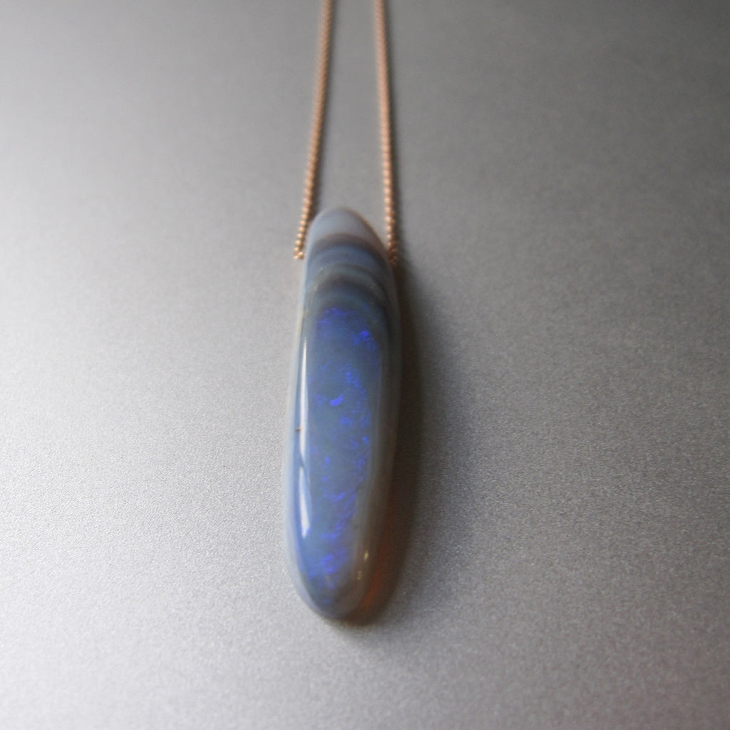 long blue australian opal drop solid 14k rose gold necklace3