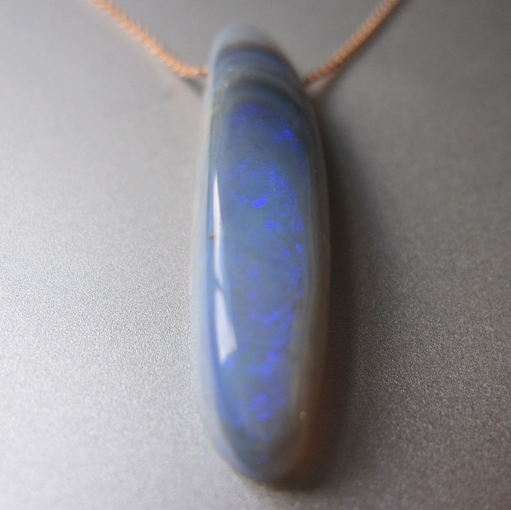long blue australian opal drop solid 14k rose gold necklace4