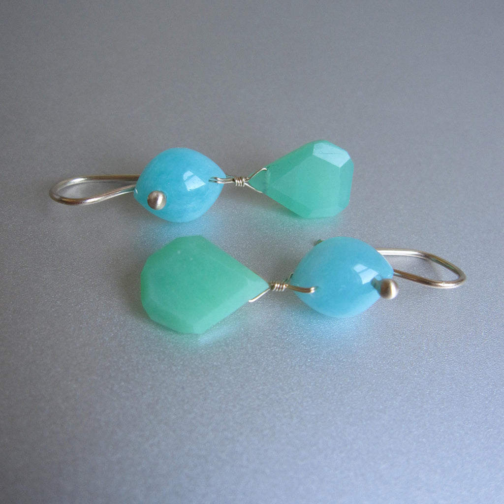 amazonite and chrysoprase double drop solid 14k gold earrings5