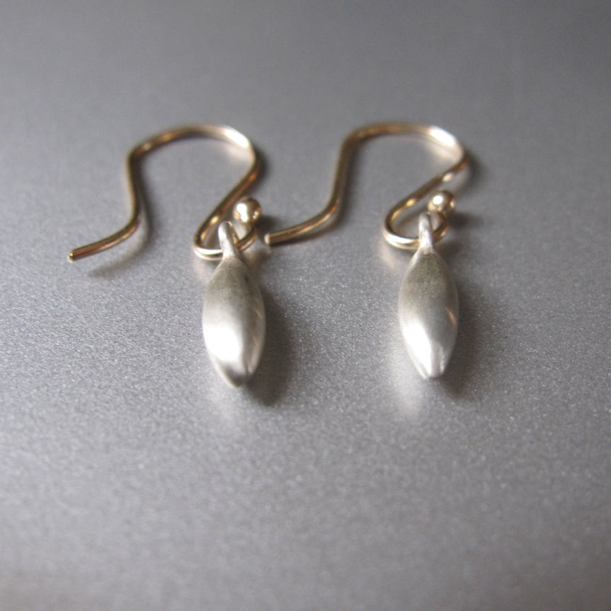 brushed silver pointed drops on solid 14k gold earwires2