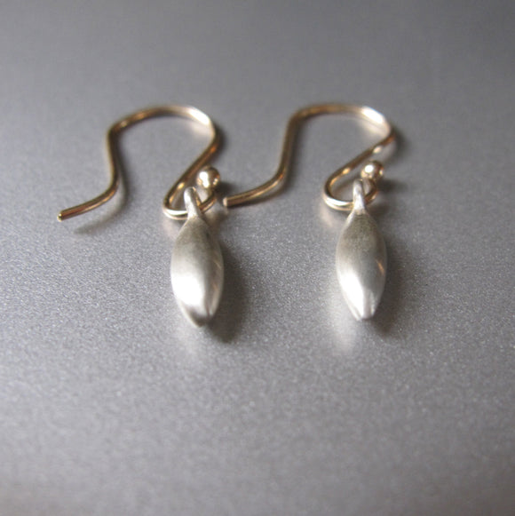 brushed silver pointed drops on solid 14k gold earwires