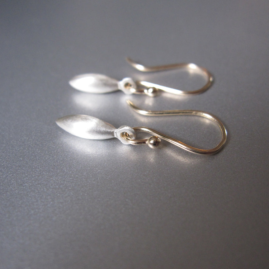 brushed silver pointed drops on solid 14k gold earwires3