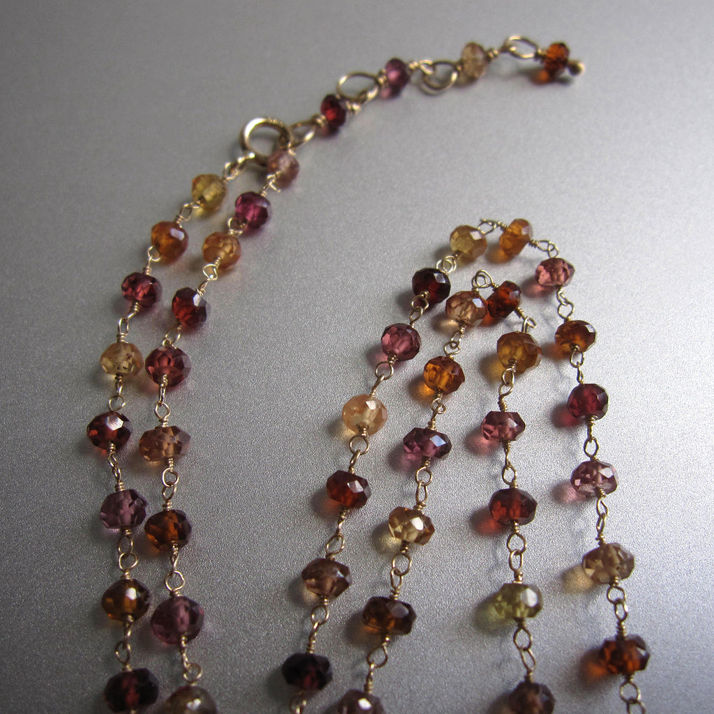 hessonite garnet beaded chain and pointed drop pendant solid 14k gold necklace3