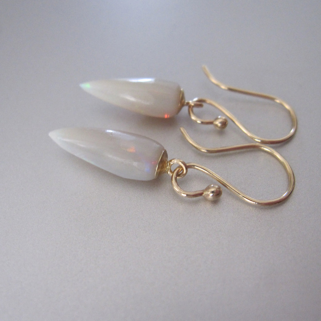 australian white opal pointed drops solid 14k gold earrings2