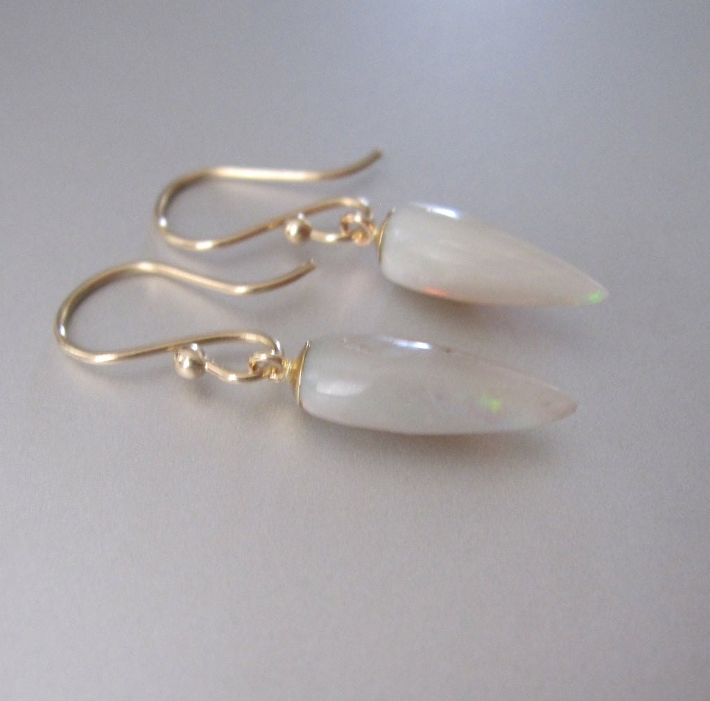 australian white opal pointed drops solid 14k gold earrings3