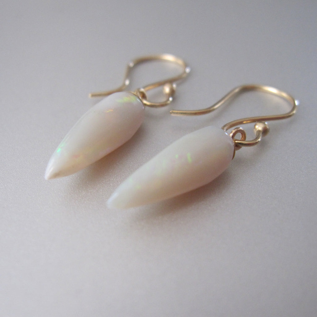 australian white opal pointed drops solid 14k gold earrings4