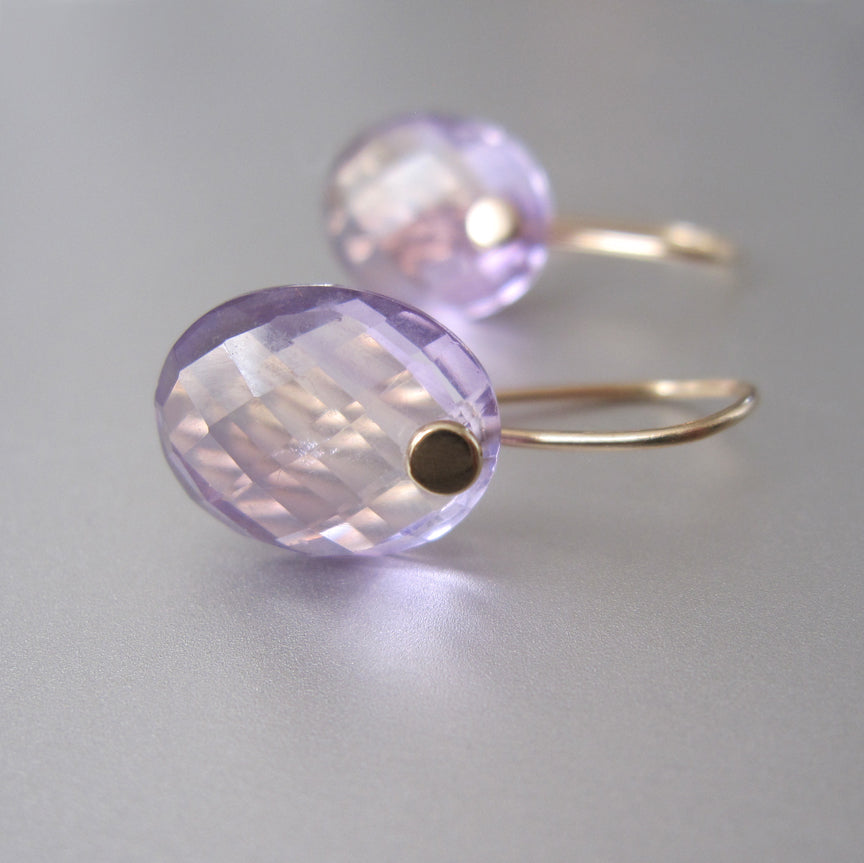 Small Amethyst Ovals Solid 14k Gold Earrings